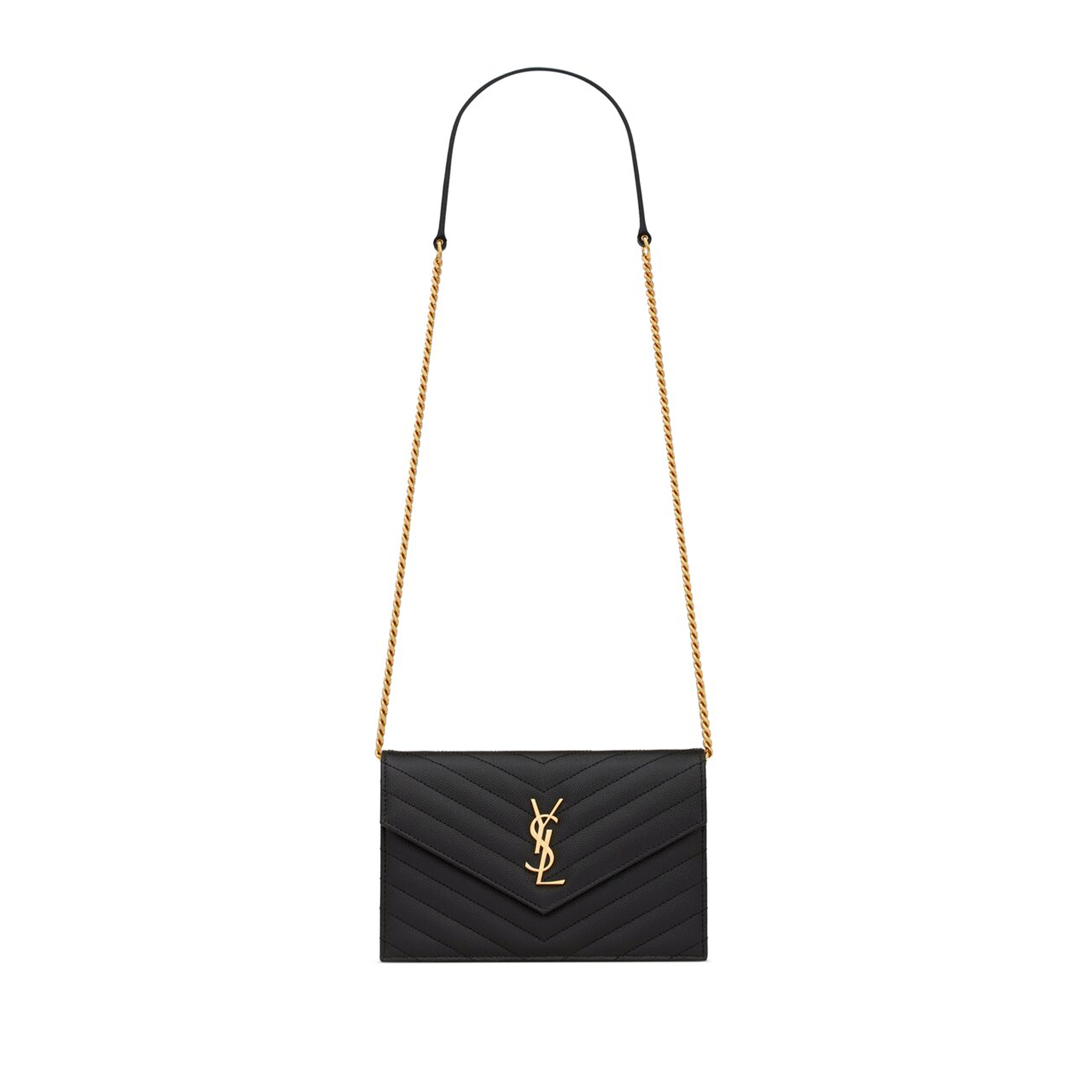 YSL CASSANDRE ENVELOPE CHAIN WALLET IN GRAIN DE POUDRE LEATHER 742920BOW011000 (19*12.5*3.5cm) YSL CASSANDRE ENVELOPE CHAIN WALLET IN GRAIN DE POUDRE LEATHER 742920BOW011000 (19*12.5*3.5cm)